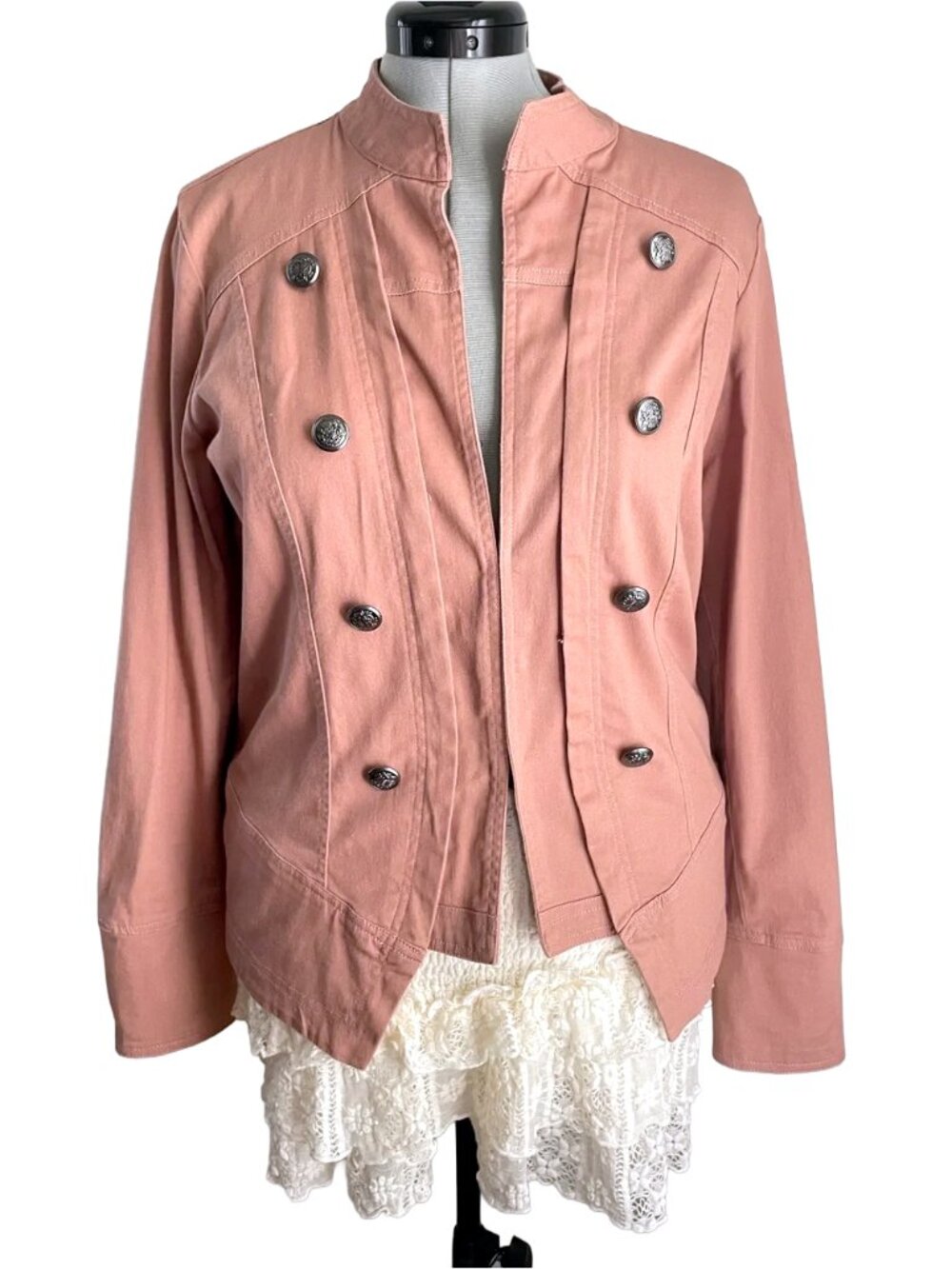 Westport Dusty Rose Double-Breasted Military Jacket XL